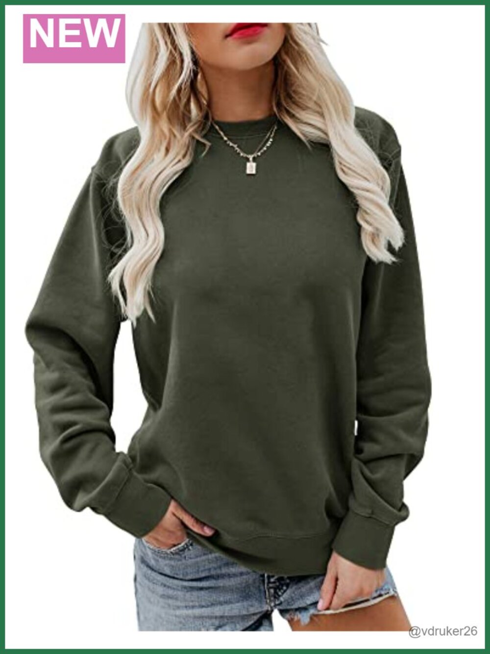 Women's Long Sleeve Pullover Sweatshirt Cotton Rayon Casual Crew Neck Fall Top